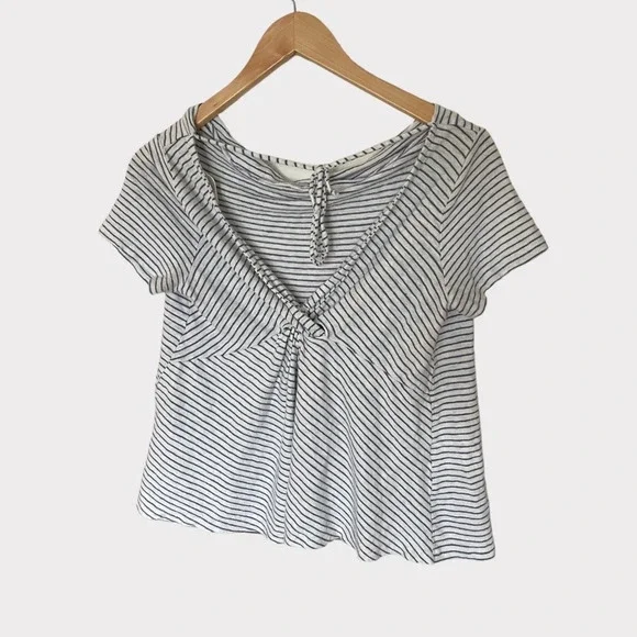 Anthropologie Maeve white and blue striped linen shirt size small - Picture 5 of 6